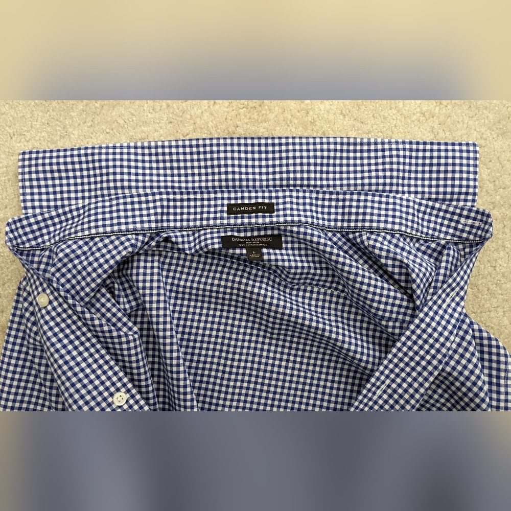 Banana Republic non-iron dress shirt large blue white - Picture 5 of 11